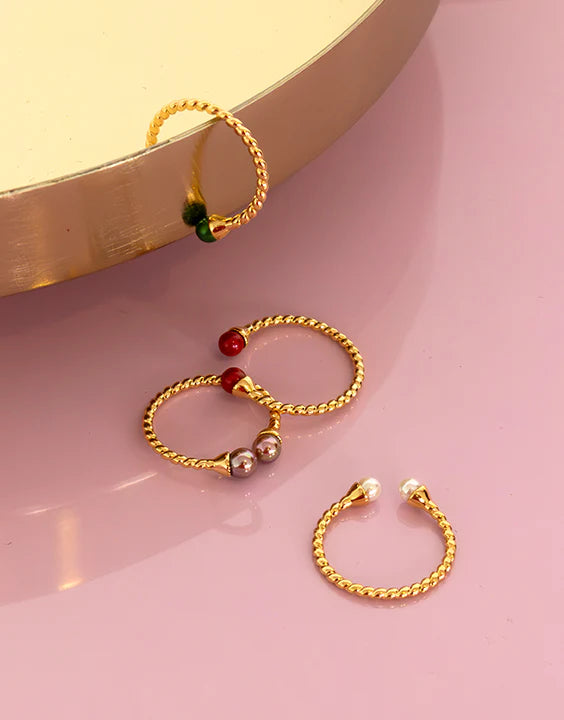 Prsten Golden Twist s biserima 4mm Majorica