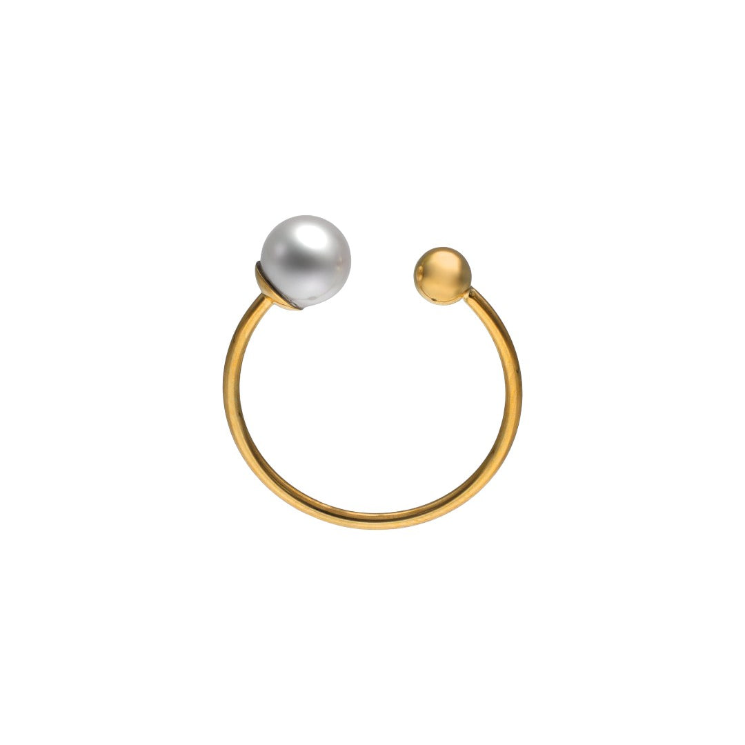 Prsten AURA 6mm Gold Majorica Stainless Steel