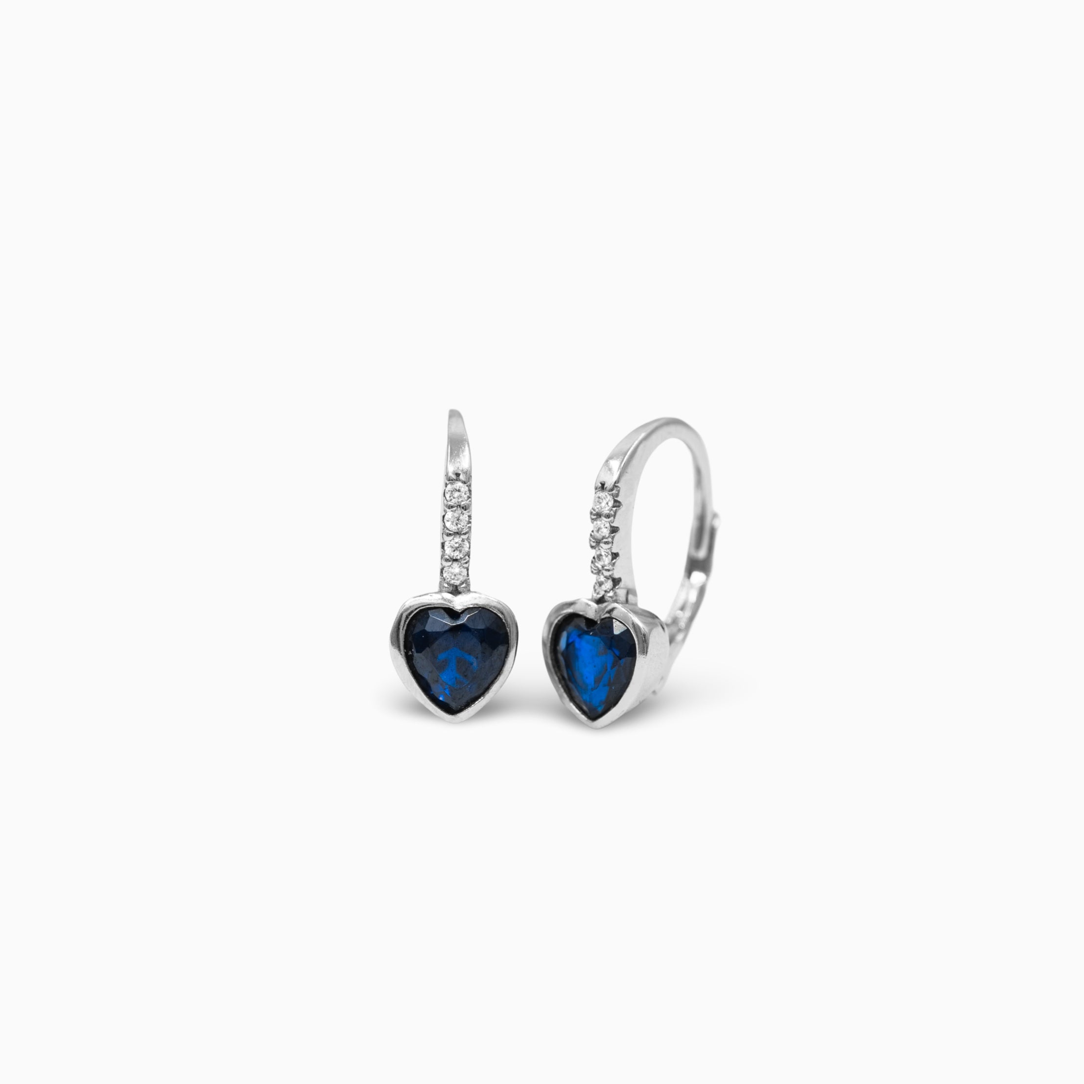 Srebrne Naušnice Sapphire Heart
