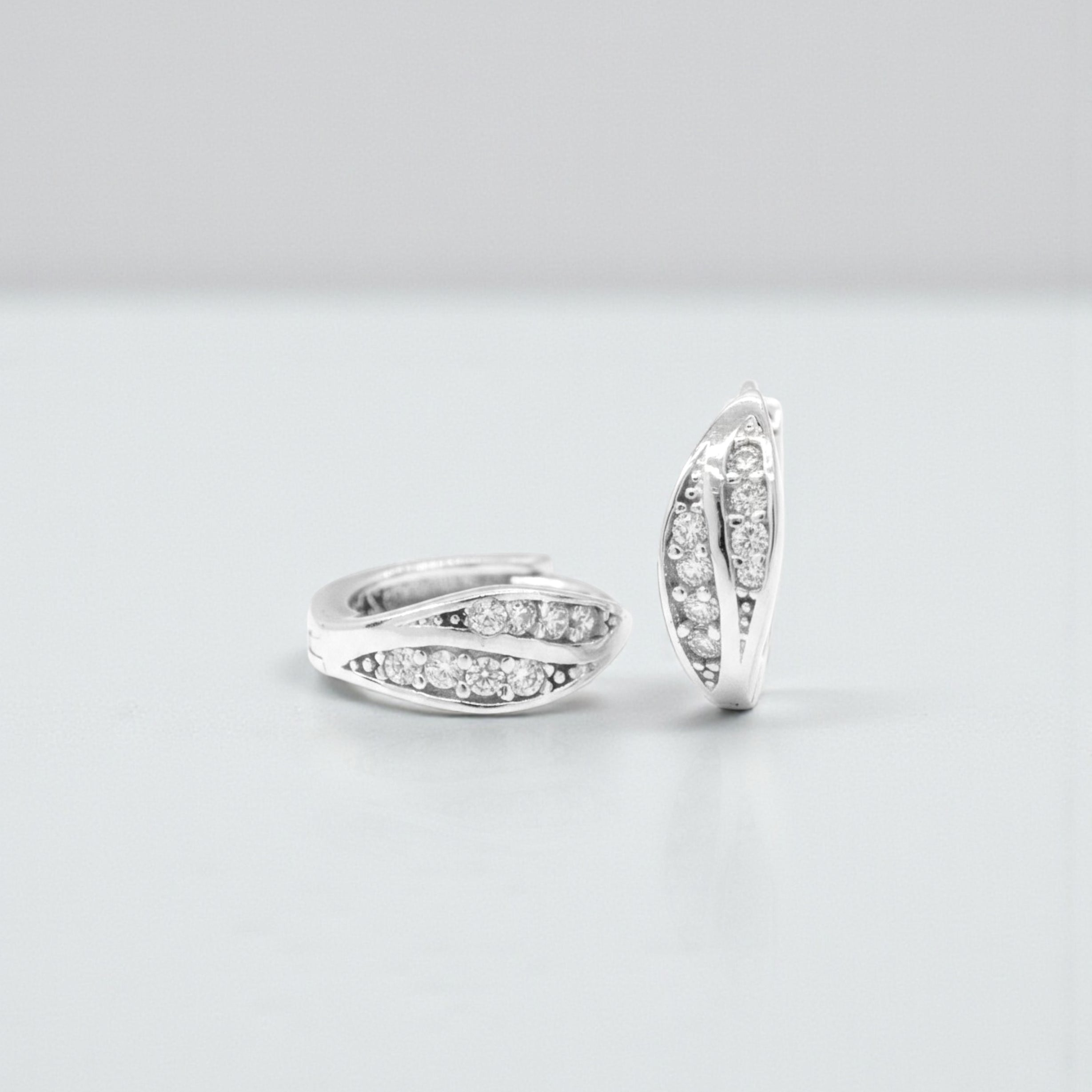 Srebrne naušnice Leaf Sparkle E9-017