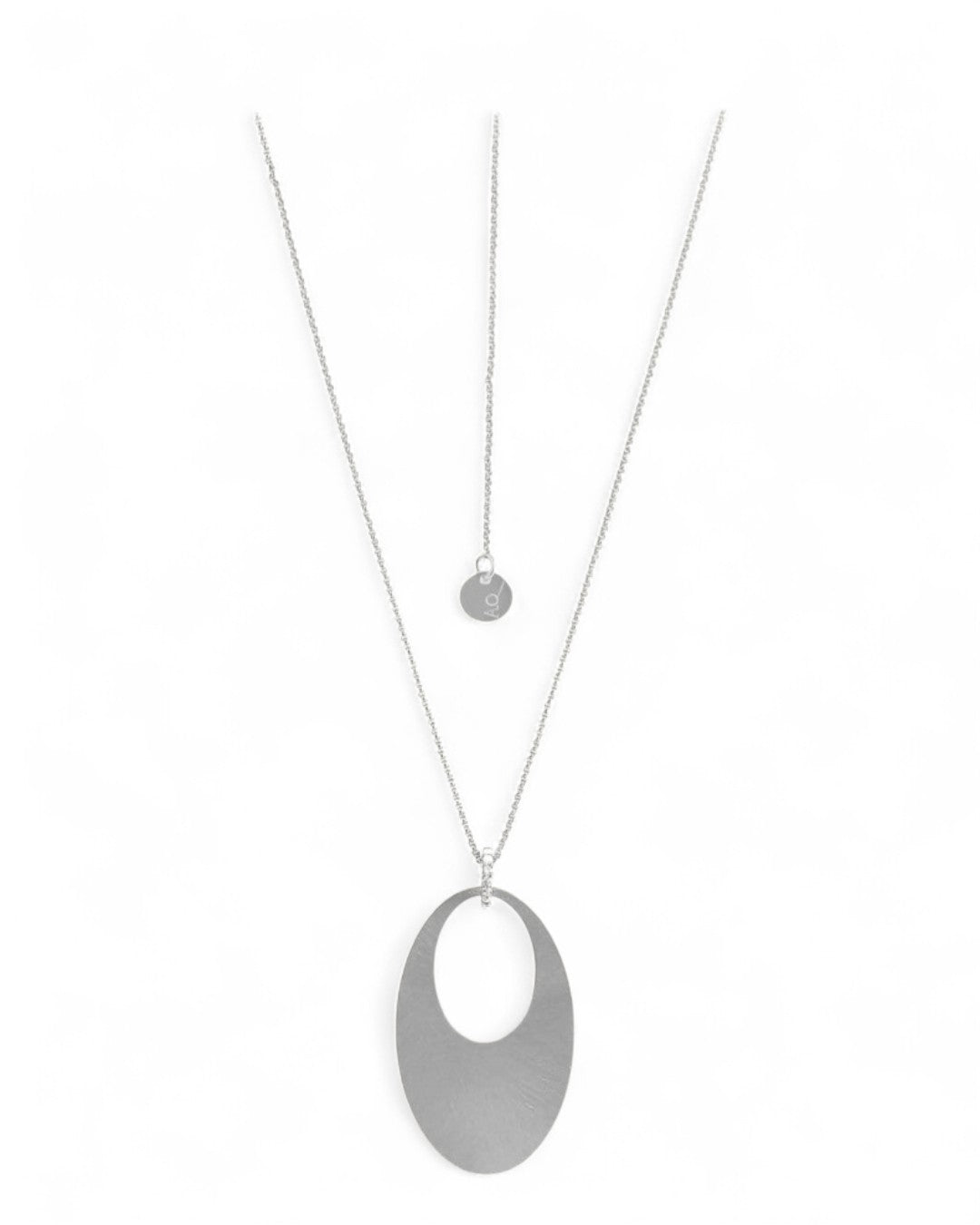 Retro necklace with hand-brushed oval pendant