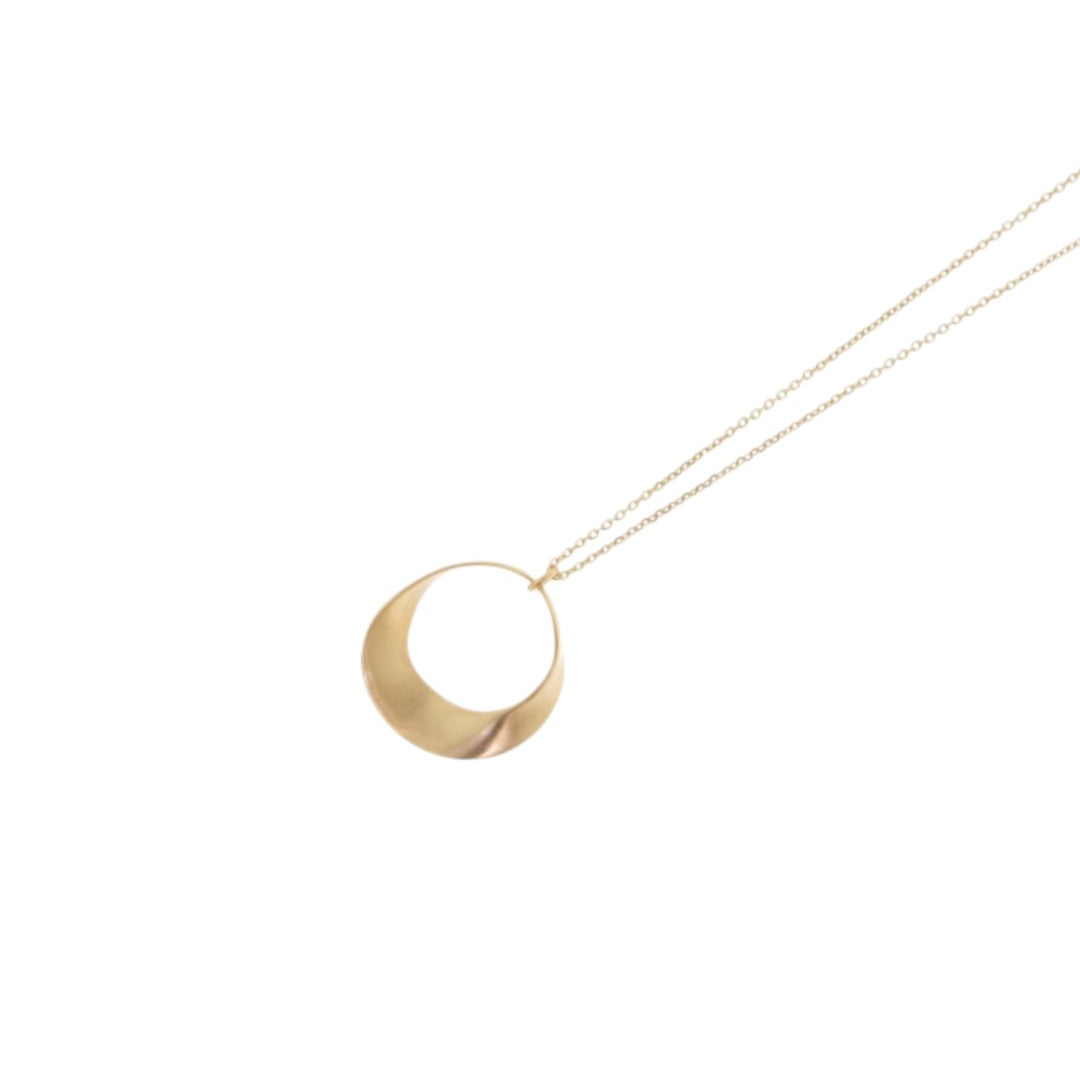 Lune necklace with brushed medium size pendant